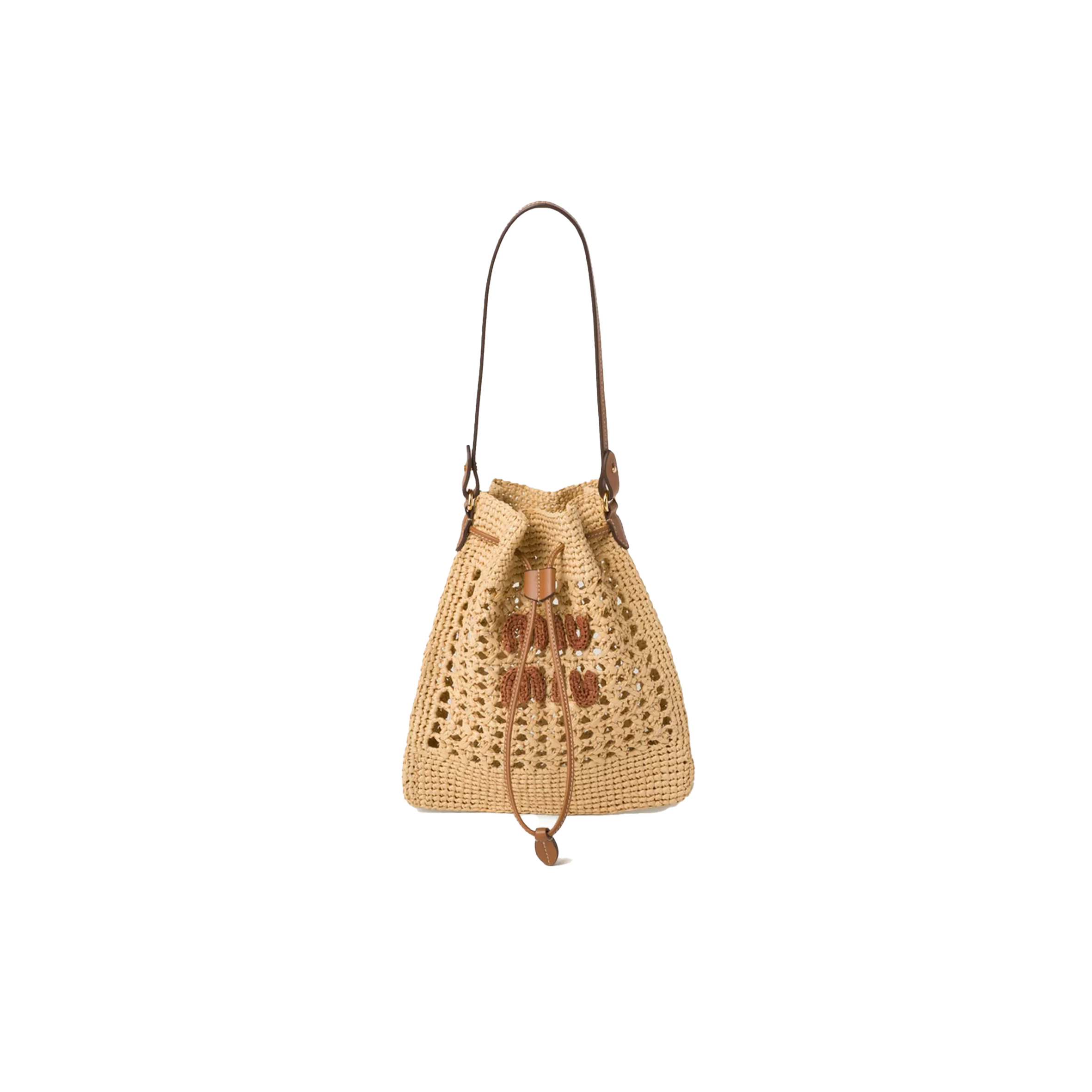 MIU MIU BUCKET BAG IN RAFFIA-EFFECT YARN 5ND016 (23*20cm)